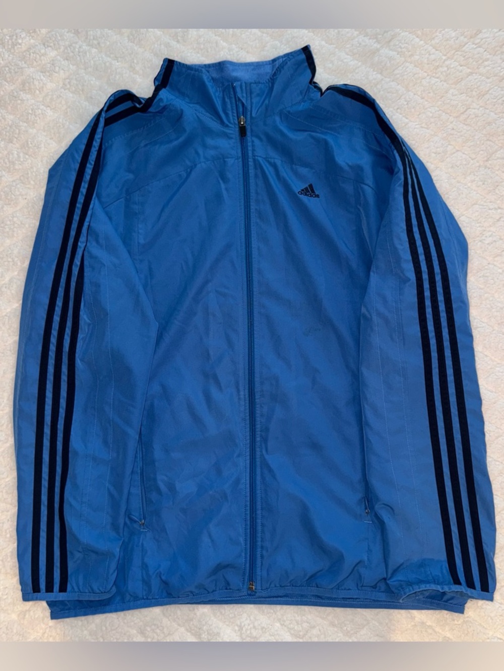 adidas Blue Lightweight Full-Zip Track Jacket with Black Stripes